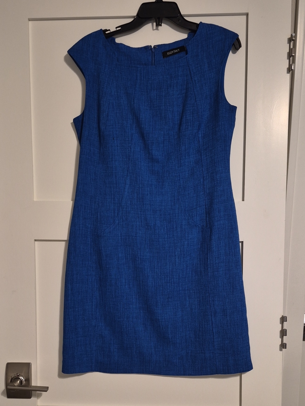 Ellen Tracy Royal Blue Cap-Sleeve Midi Sheath Dress